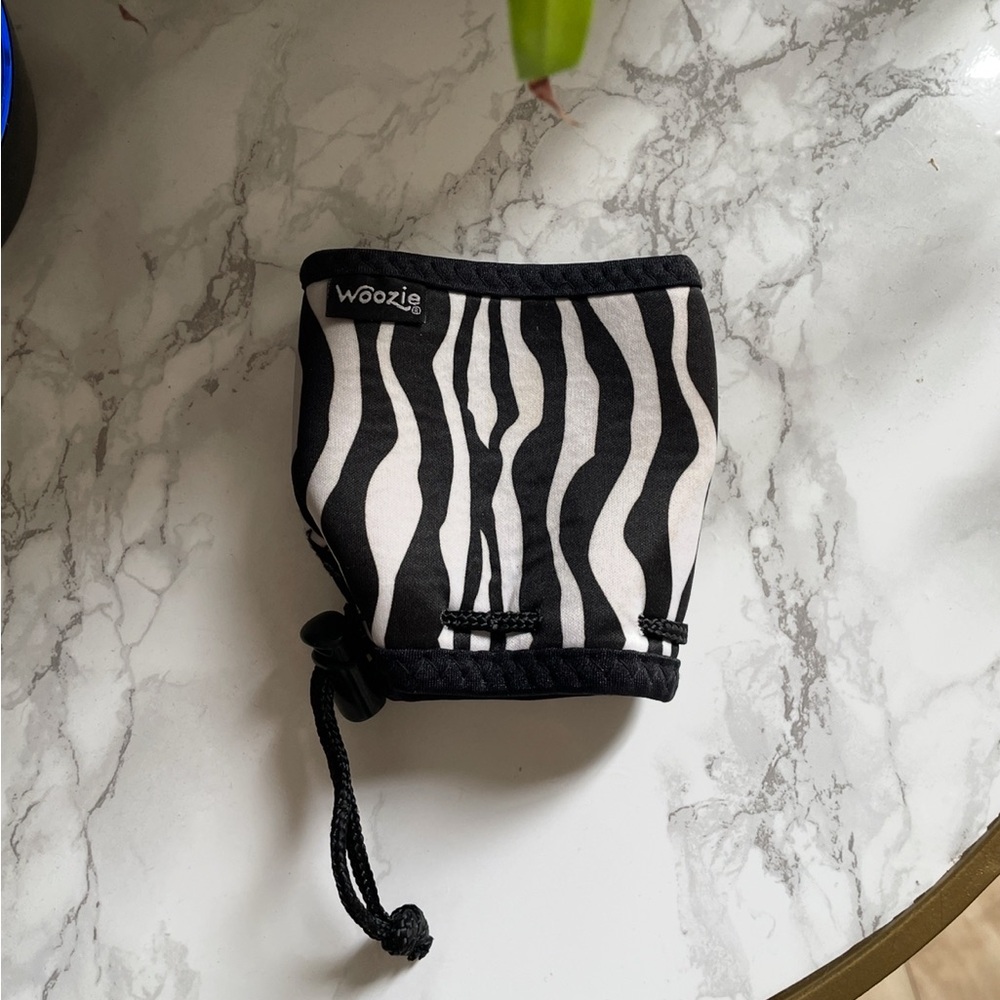 Woozie Black and White Zebra Print wine glass holder